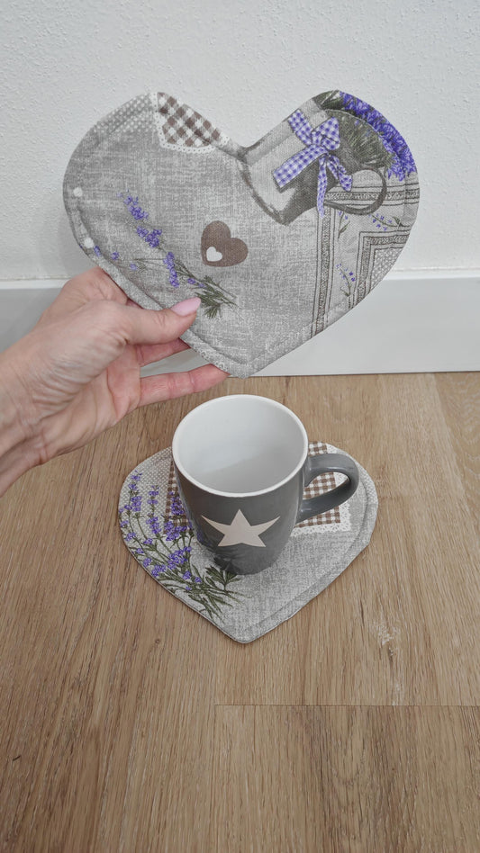 Sottotazza a cuore provenzale fatti a mano in cotone
