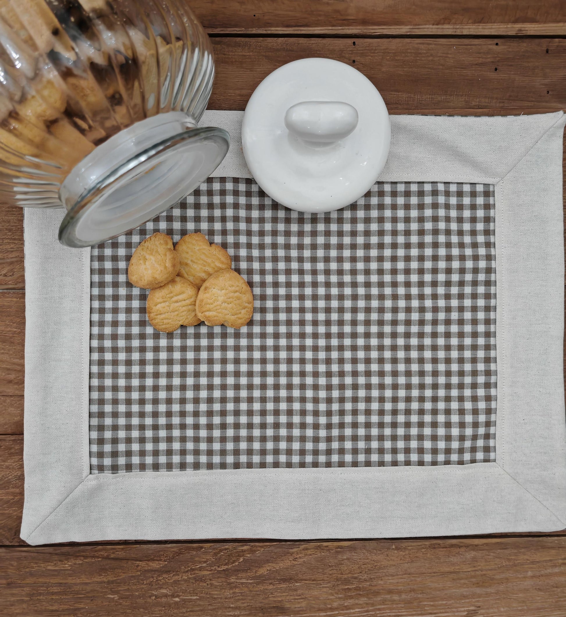 Tovaglietta colazione vichy Country Chic fatta a mano in cotone